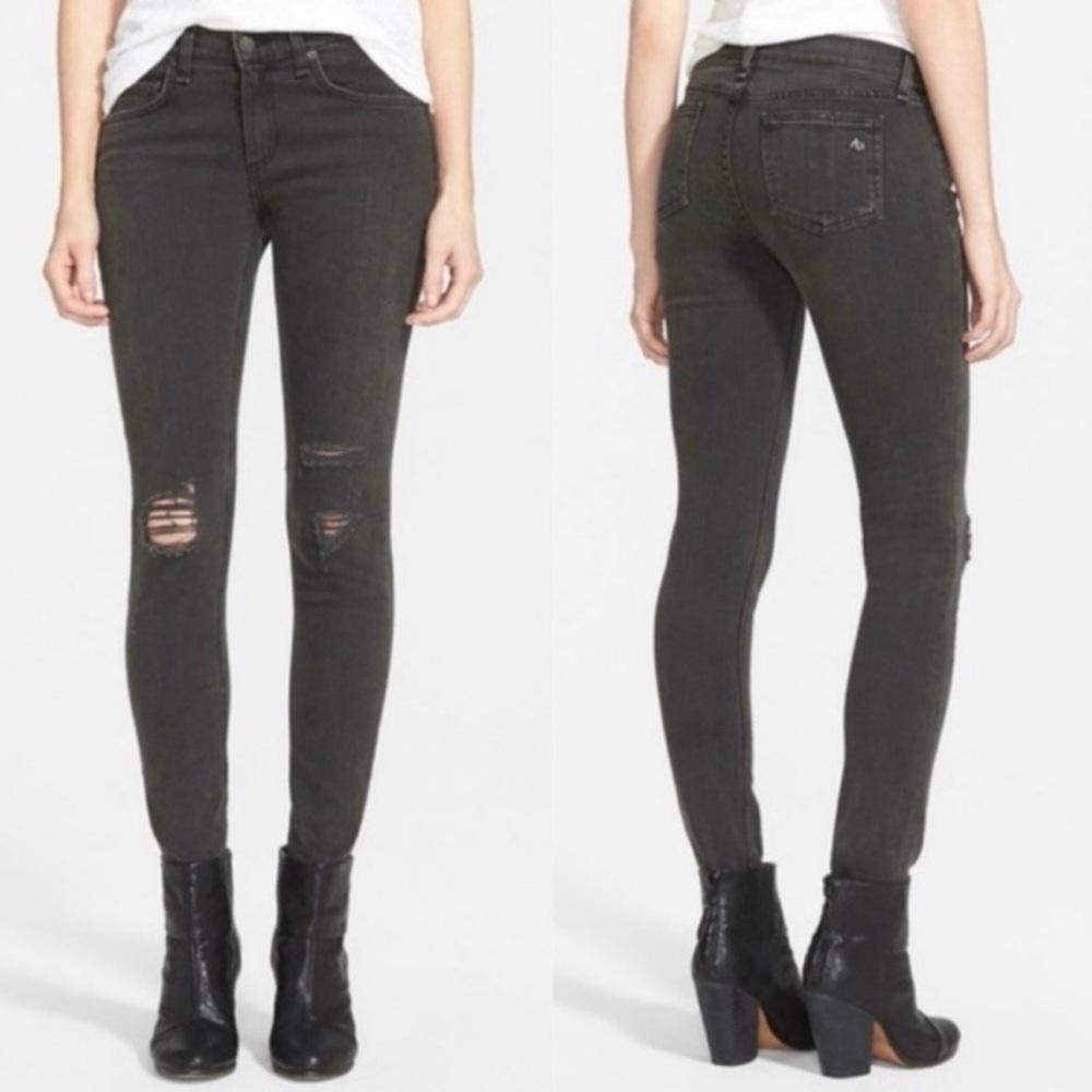 Rag & Bone Gray Distressed Skinny Jeans